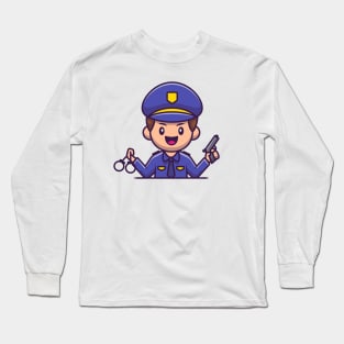 Police With Handcuff And Gun Long Sleeve T-Shirt